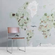 Cute Watercolor World Map Wall Mural
