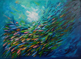 Of Fish Painting By Olga Nikitina