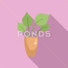 Indoor Plant Pot Icon Flat Vector Home