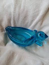 Tiara Blue Glass Duck Ashtray Cigar