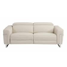 82 6 In Square Arm Leather Tuxedo Rectangle Sofa In Beige