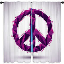 Peace Sign Curtains D Black