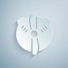 Paper Cut Plane Propeller Icon Isolated