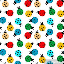 Sticker Ladybugs In Colors Seamless