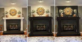 Painted Tile Fireplace Makeover At