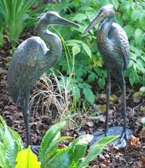 Wild Cranes Aged Bronze Garden Ornaments