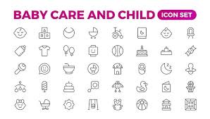 Baby Care And Child Icon Set Care