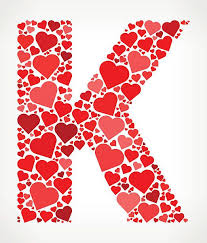 Letter K Icon With Red Hearts Love