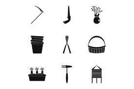 Garden Icon Set Simple Style Graphic