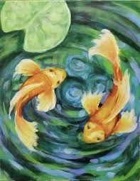 Koi Pond Print Koi Fish Art Yin And