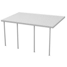 20 Ft X 12 Ft White Aluminum Attached Solid Patio Cover With 4 Posts 10 Lbs Live Load