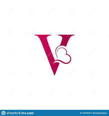 V Letter Logo With Heart Icon