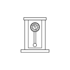 Retro Wooden Pendulum Clock Line Icon