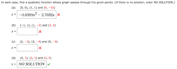 A Quadratic Function Whose Graph Passes