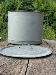 Xl Vintage Galvanized Zinc Pot Two