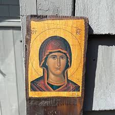 Mary Gold W Halo Greek Orthodox Icon