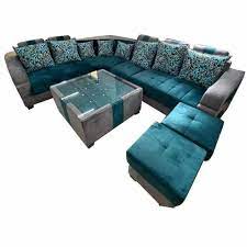 8 Seater Dark Green L Shape Sofa Set