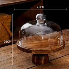 Glass Dome With Pedastal Wooden Base