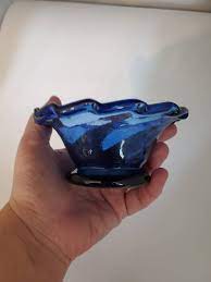 Vintage Cobalt Blue Footed Art Glass
