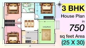 3 Bhk House Plan In 750 Sq Feet 25 X