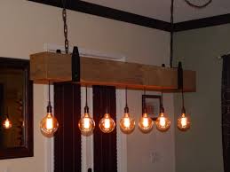 reclaimed wood beam chandelier with