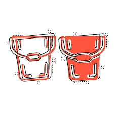 Bucket Icon In Comic Style Garbage Pot