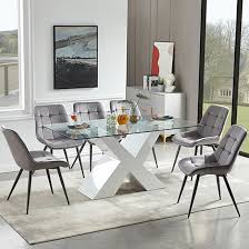 Zanti Glass Dining Table In White Base