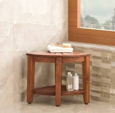 Corner Teak Shower Bench With Shelf