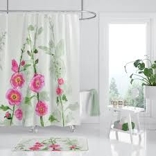Hollyhock Fl Shower Curtain Pink