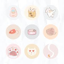Cat Story Highlights Icon Set For