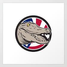 American Alligator Usa Flag Icon Art