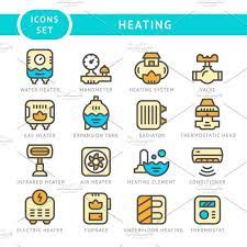 Set Line Icons Of Heating Line Icon