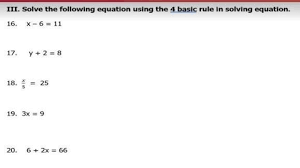 Basic Rule In Solving Equation