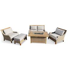 Wicker Patio Fire Pit Deep Seating Set