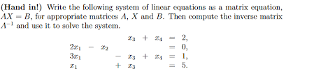 Write The Following System Of Linear