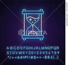 Hour Glass Neon Light Icon Time
