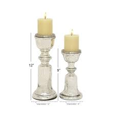 Benzara 24649 Enthralling Glass Candle Holder Set Of 2