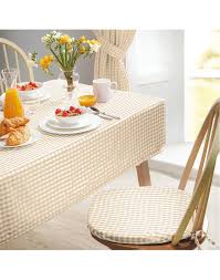 Beige Gingham Seat Pads Set Of 2