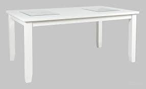 Jofran Urban Icon 66 Extension Dining Table White Glass Inlay