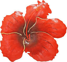 Haitian Metal Art Tropical Red Hibiscus