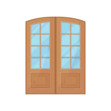 Cartoon Classic Wooden Door With Glass