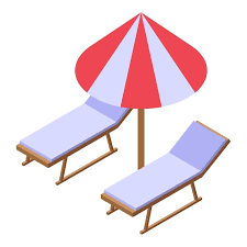 Beach Chair Umbrella Icon Isometric