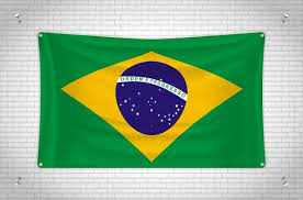 Brazil Flag Hanging On Brick Wall 3d