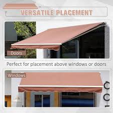 Outsunny 13 X 8 Manual Retractable Patio Awning Sun Shade Coffee