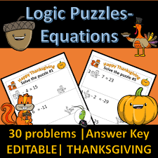 Thanksgiving Solving Equations Logic