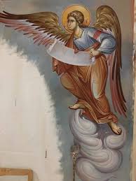 Angel Painting On Wall With Clouds And