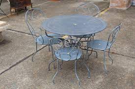 French Grey Metal Garden Table And