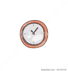 Round Wall Clock Sign Colored Doodle