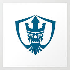 Neptune Skull Trident Crown Crest Icon