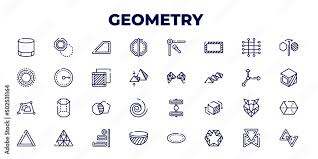 Outline Geometry Icons Set Thin Line